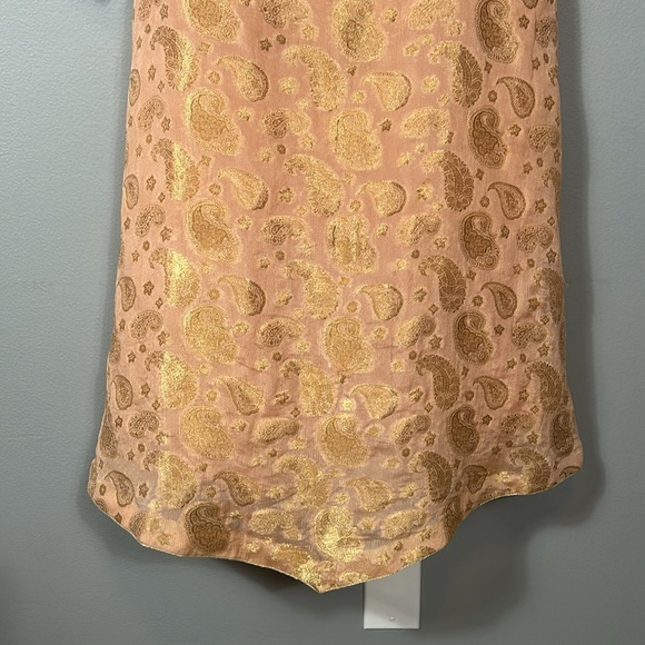 Light peach beaded v neck chiffon midi dress size small ethnic Indian - Picture 11 of 14